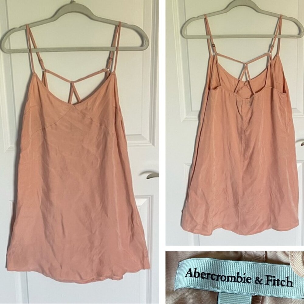 Abercrombie & Fitch Pink Cupro Strappy Babydoll Mini Slip Dress 35957